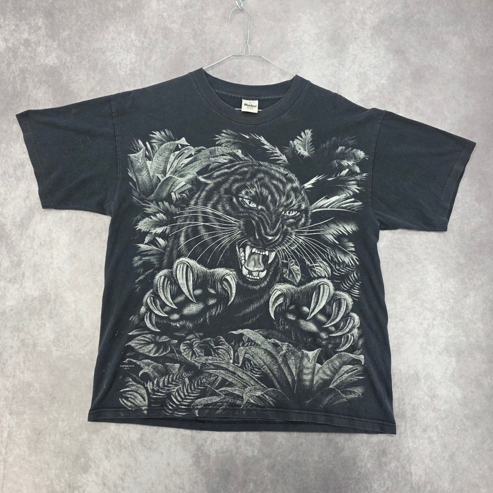 Vintage Murina Black Panther Jungle All Over Graphic T-Shirt XL Single Stitch